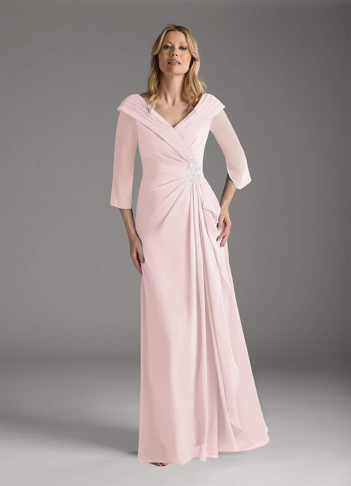 Blushing Pink A-Line Chiffon Dress