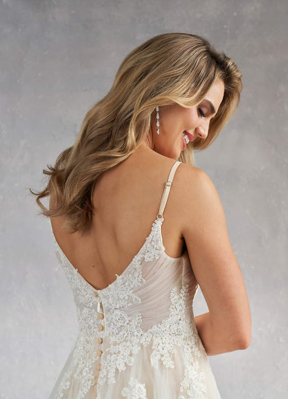 Diamond White Champagne A-Line Sequins Tulle Dress
