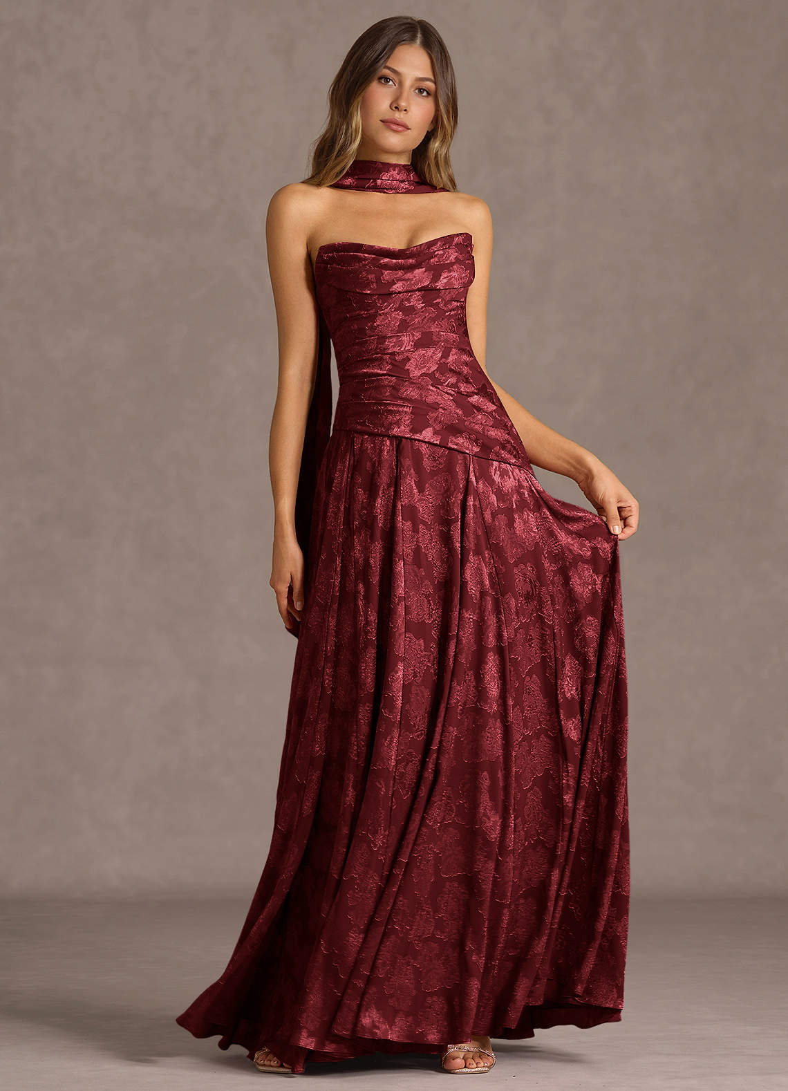 Gabriela Wine Maxi Dress  Dress