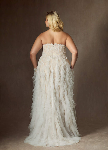 Diamond White Champagne Sheath Sequins Tulle Dress
