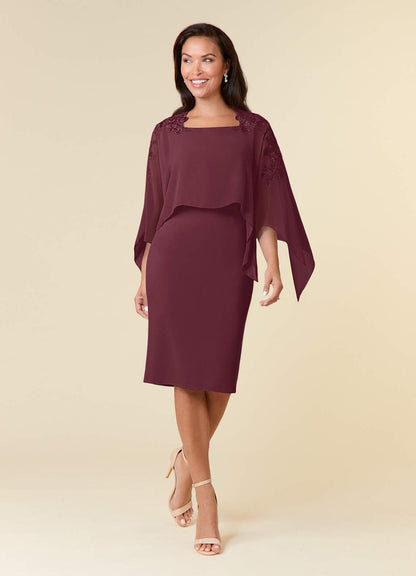 Cabernet Sheath Lace Chiffon Dress