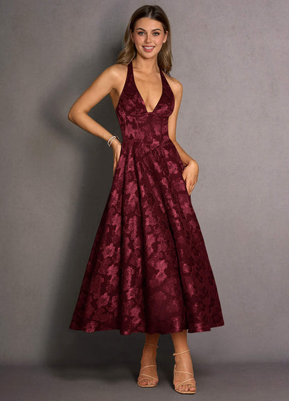 Isabeau Wine Midi Dress  Dress
