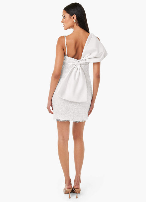 Serena White Beaded Bow Mini Dress  Dress