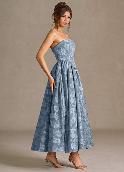 Mila Dusty Blue Midi Dress