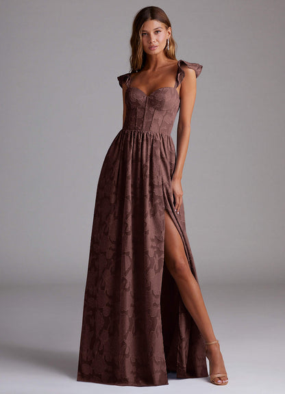 Denisse Mocha Coco Corset Maxi Dress