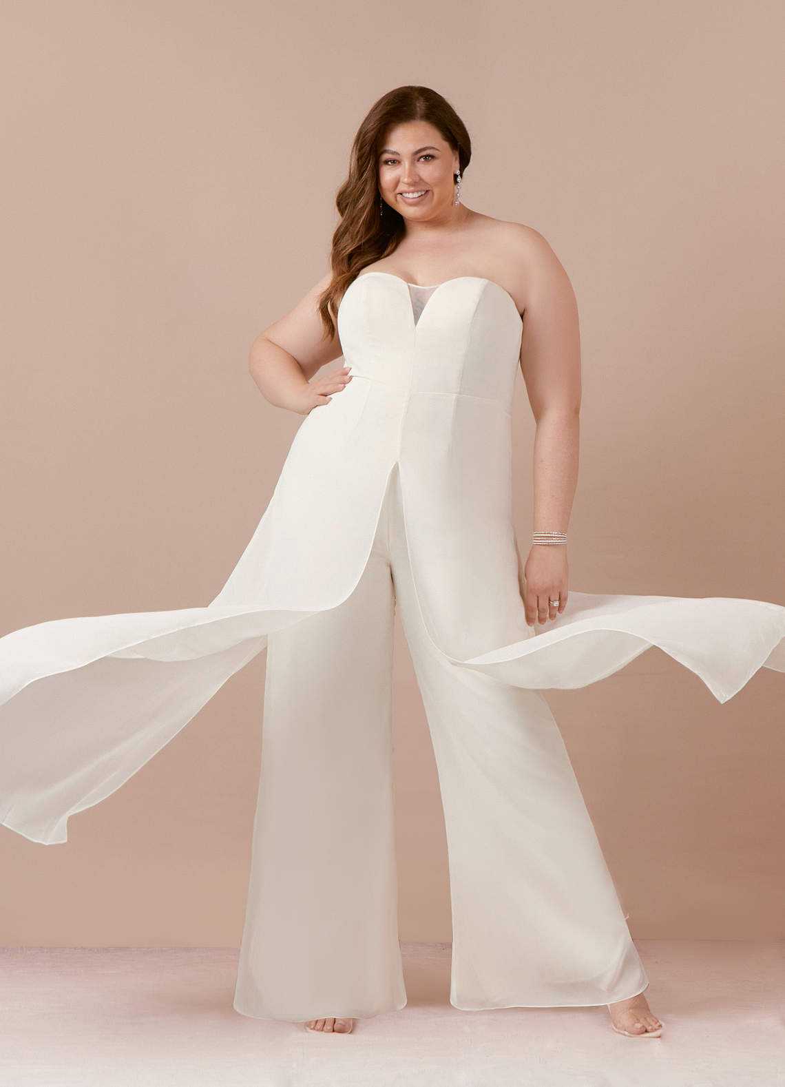 Diamond White Pant Styles Strapless Chiffon Dress