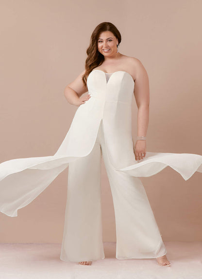 Diamond White Pant Styles Strapless Chiffon Dress