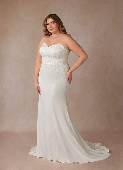 Diamond White Mermaid Sequins Stretch Crepe Dress