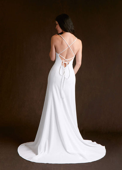 Diamond White Mermaid Stretch Crepe Dress