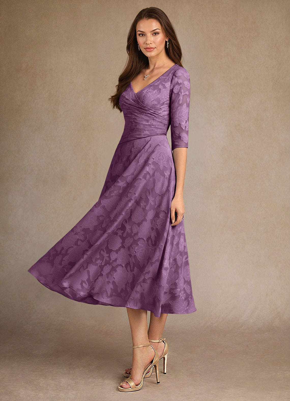 Wisteria A-Line Pleated Floral Burnout Dress