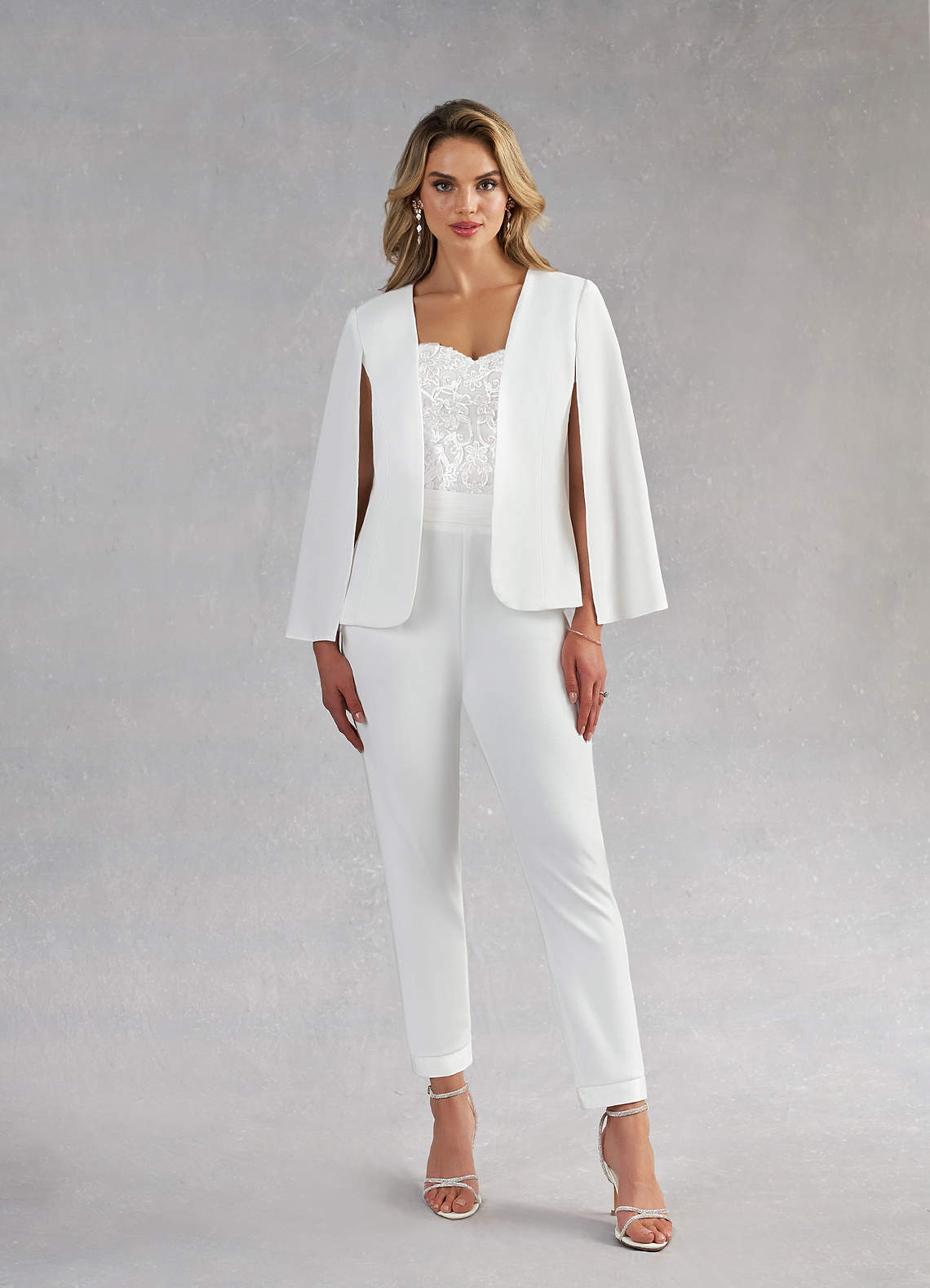 Diamond White Pant Styles Lace Stretch Crepe Dress