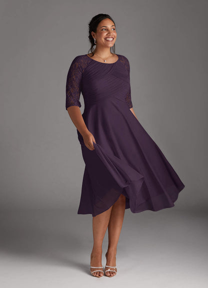 Plum A-Line Lace Dress