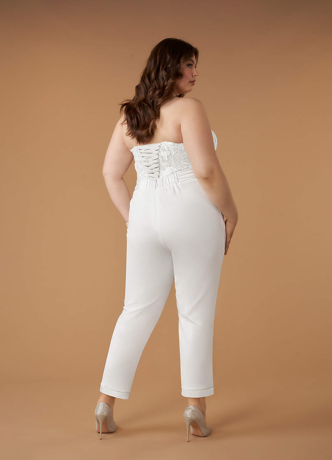 Diamond White Pant Styles Lace Stretch Crepe Dress