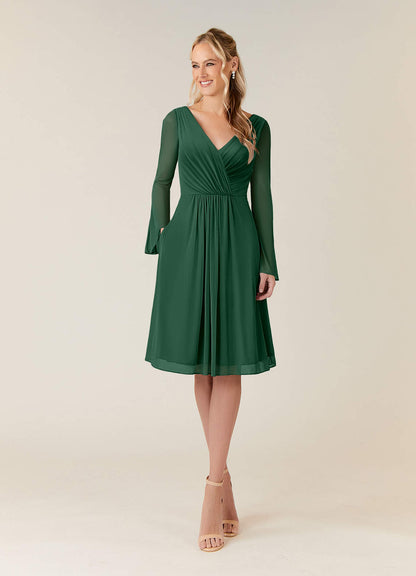 Dark Green A-Line Pleated Mesh Dress