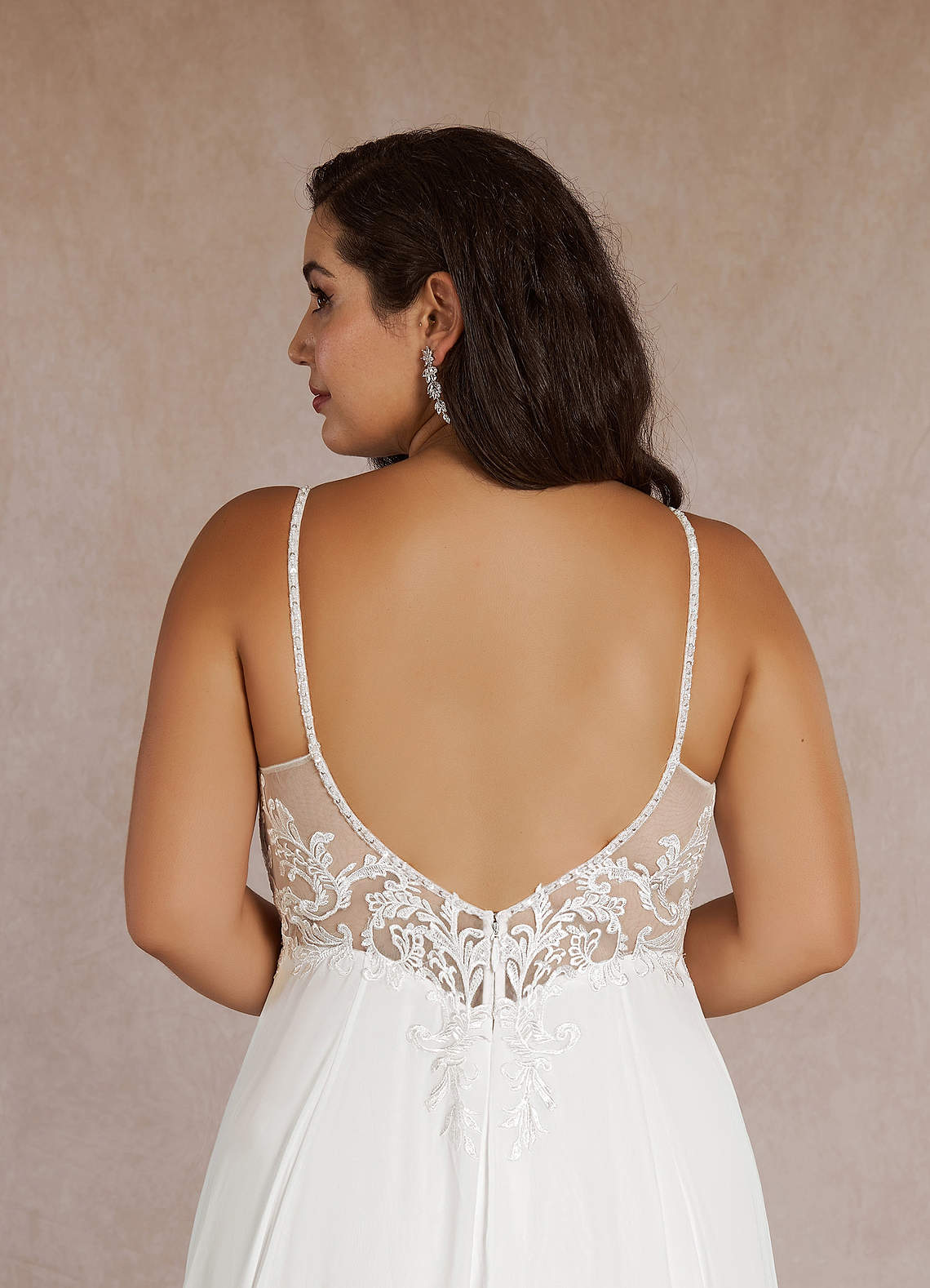 Diamond White A-Line Sequins Chiffon Dress
