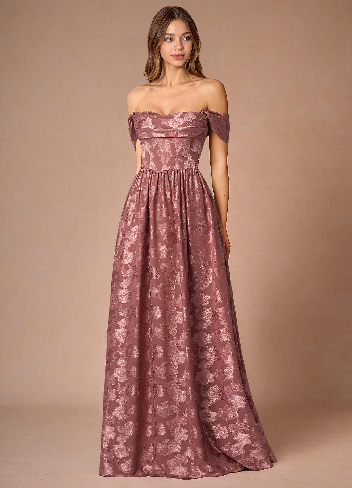 Hazel Vintage Rose Pleated Maxi Prom Dress  Dress