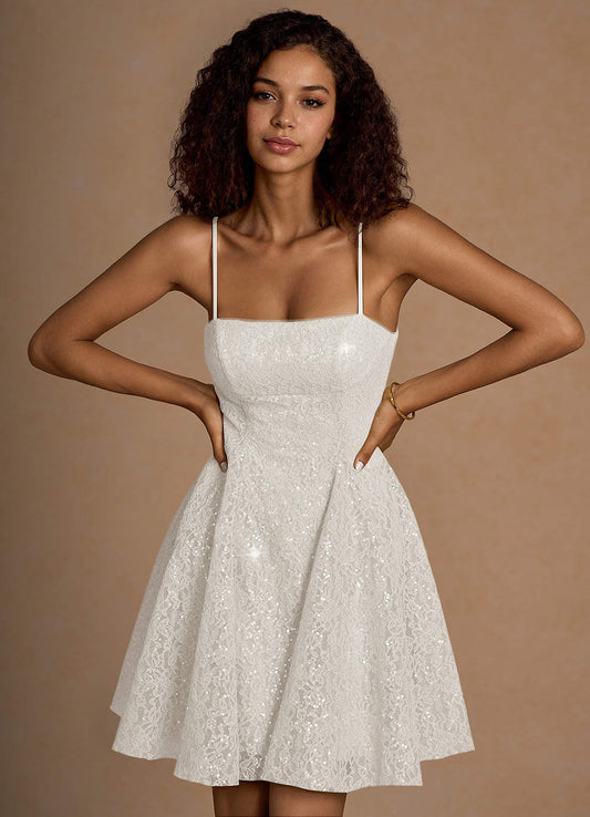 Xenia White Sequin Mini Dress  Dress