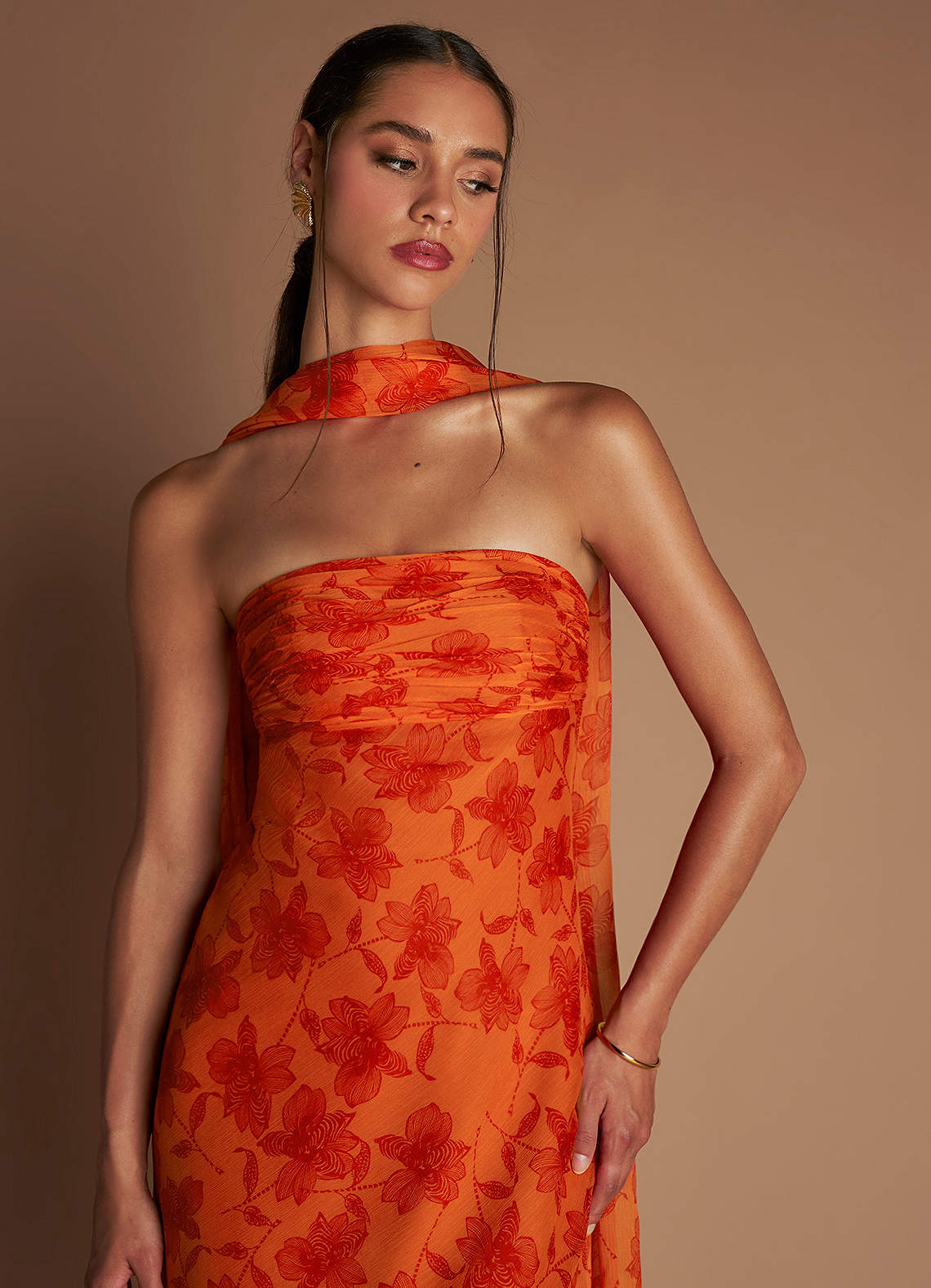 Aisha Tangerine Maxi Dress