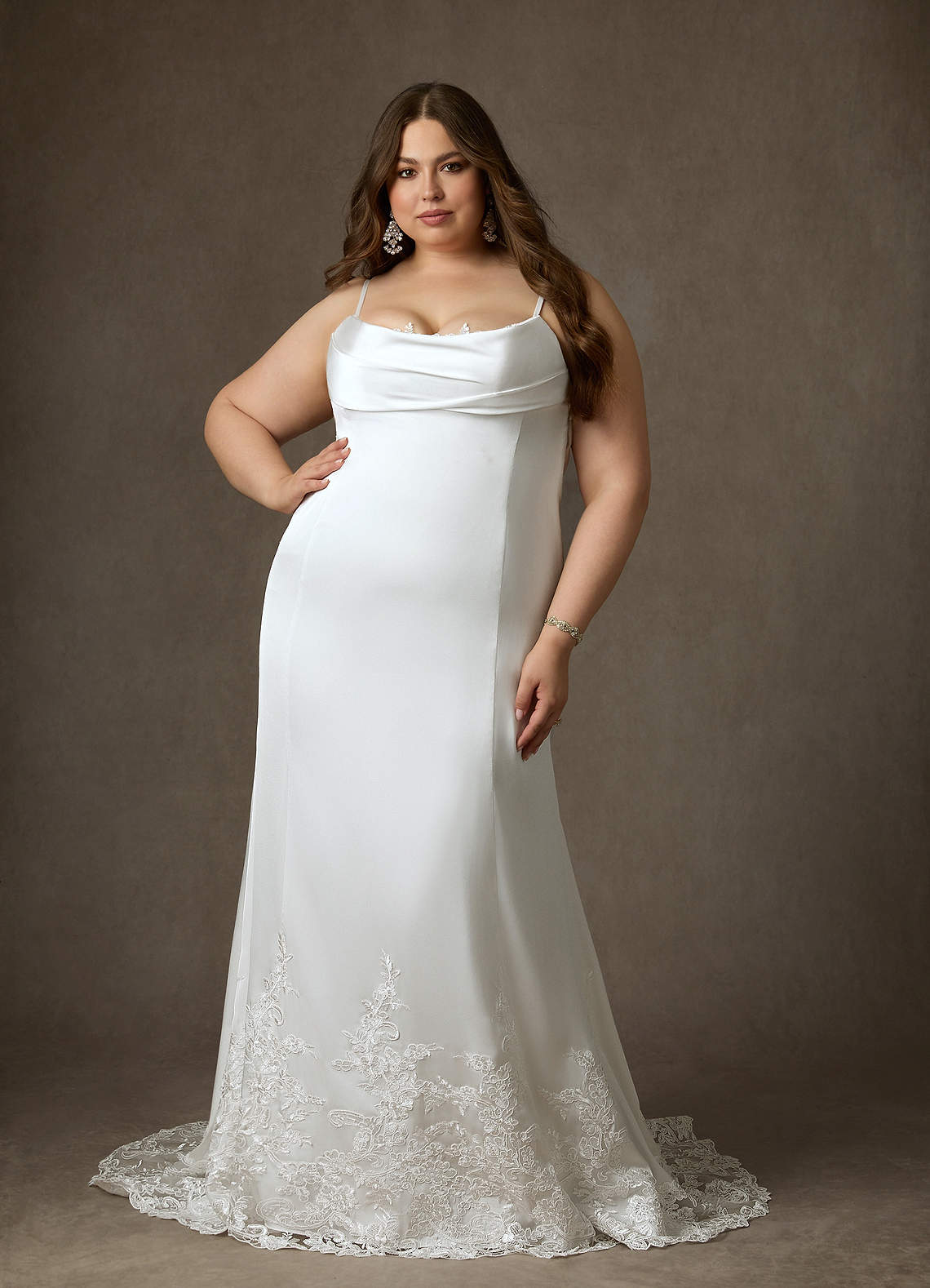 Diamond White Fit and Flare Stretch Satin Dress