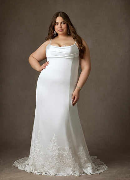 Diamond White Fit and Flare Stretch Satin Dress