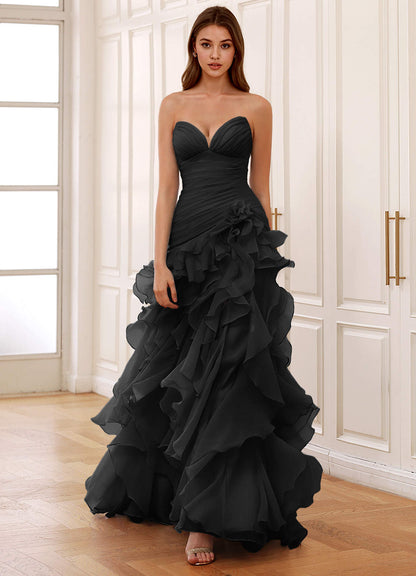 Christabelle Black Corset Rhinestone Sheer Lace Prom Dress