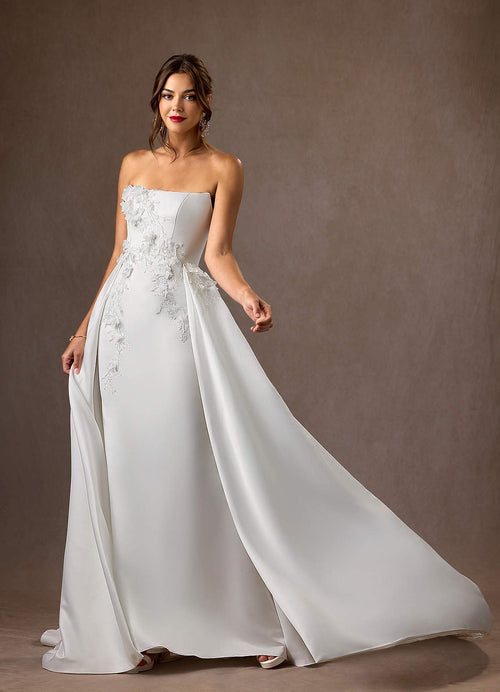 Diamond White Mermaid Strapless Matte Satin Dress