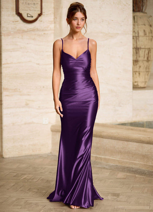 Scarlett Grape Backless Lace-Up Mermaid Prom Dress  Dress