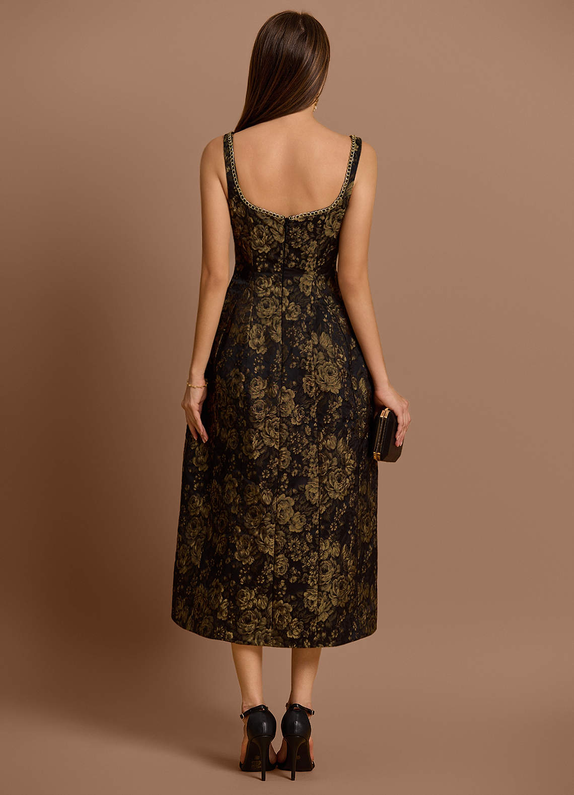 Zara Gold Black Midi Dress