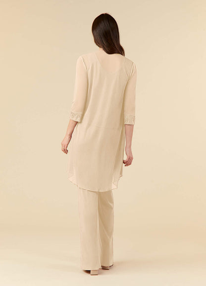 Champagne Jumpsuit/Pantsuit Scoop Mesh Dress