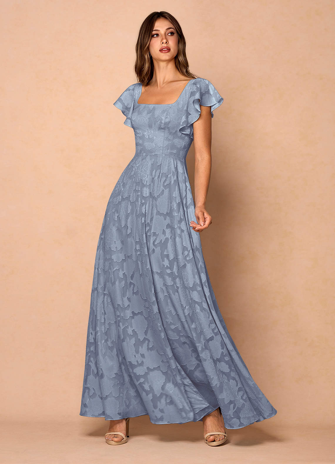 Anna Powder Blue Ruffled Maxi Dress