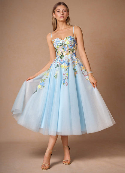 Iverine Sky Blue Multi Midi Dress  Dress