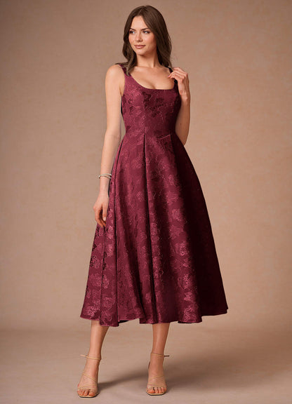 Briac Wine A-Line Midi Dress