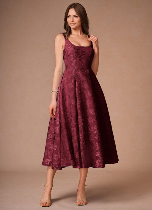 Briac Wine A-Line Midi Dress