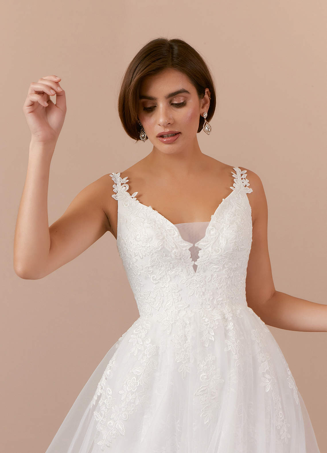 Diamond White A-Line Lace Tulle Dress