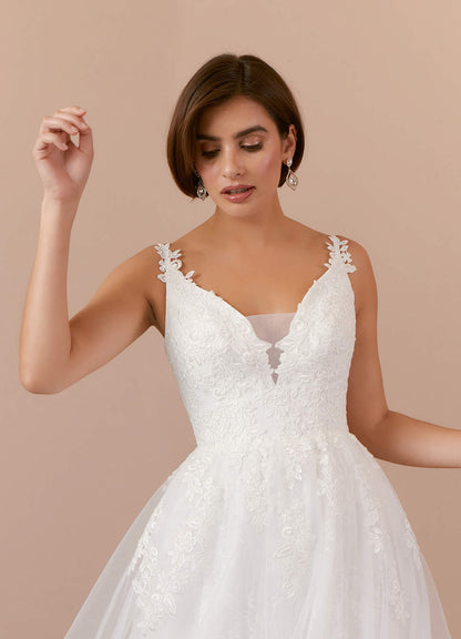 Diamond White A-Line Lace Tulle Dress