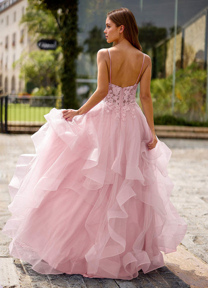 Spitze Pink Sheer Lace Prom Dress  Dress