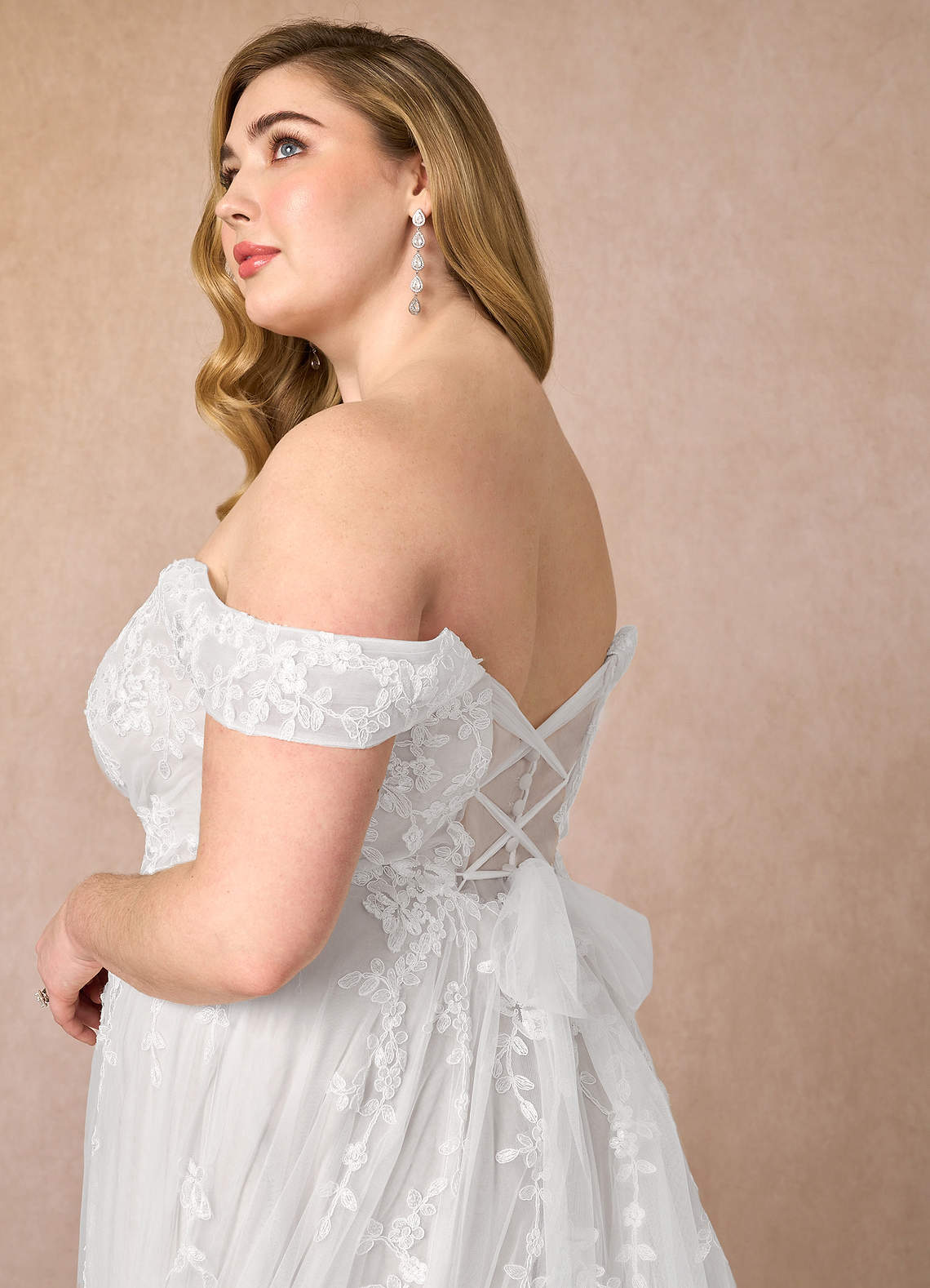 Diamond White A-Line Off the Shoulder Tulle Dress