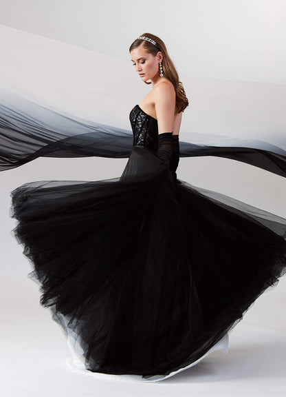Black Diamond White Ball-Gown Lace Tulle Dress