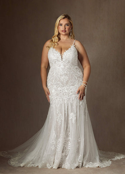 Diamond White Mermaid V-Neck Sequins Tulle Dress