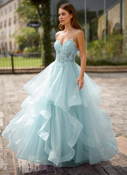 Spitze Blue Sheer Lace Prom Dress  Dress