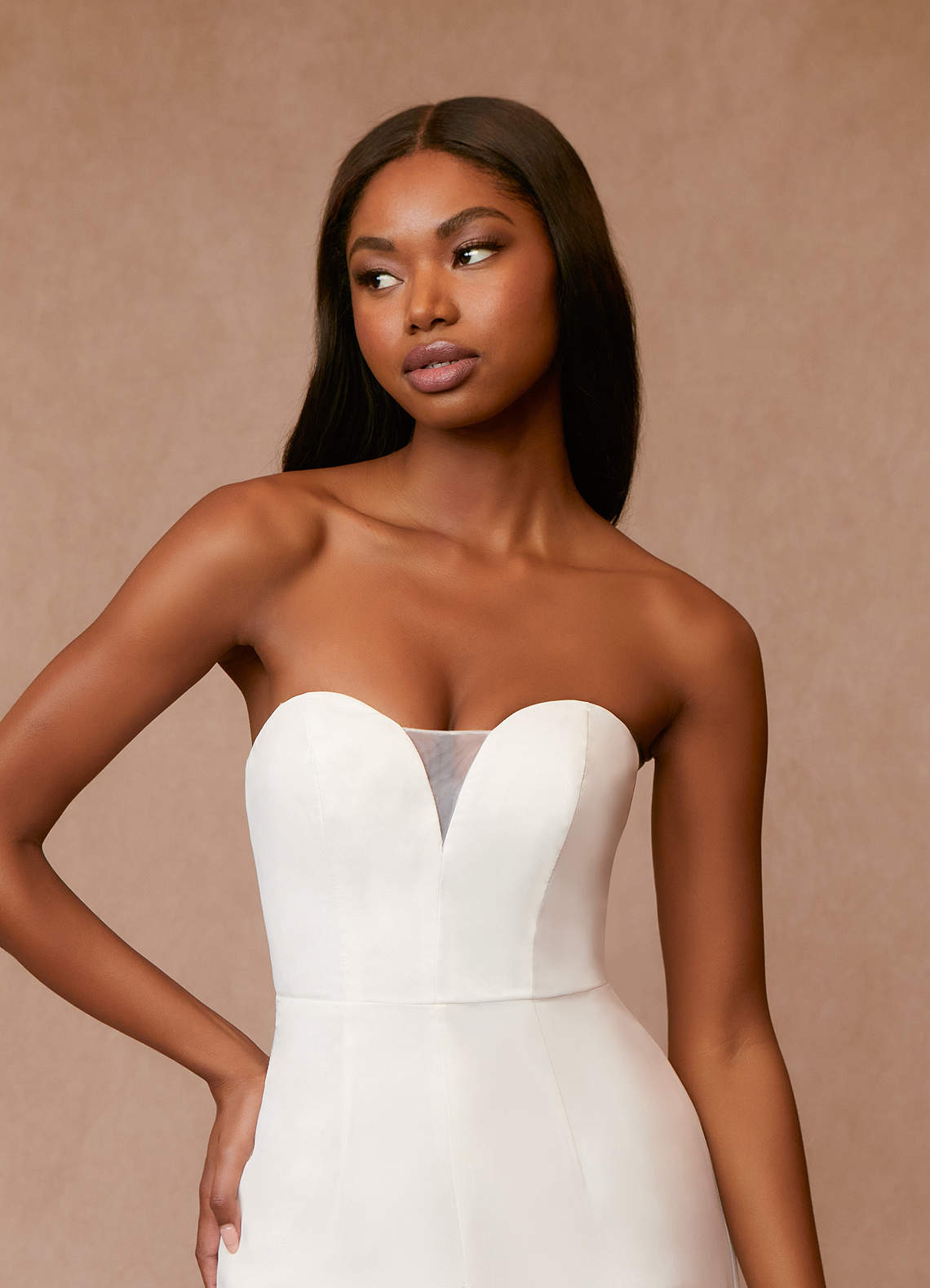 Diamond White Pant Styles Strapless Chiffon Dress