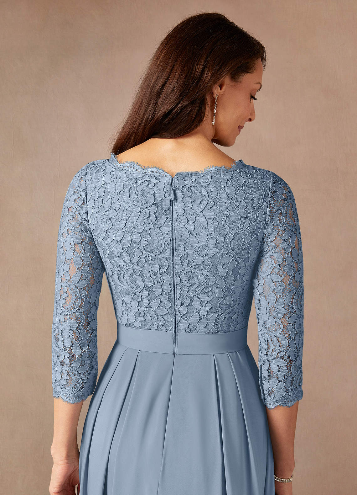 Dusty Blue A-Line Lace Dress