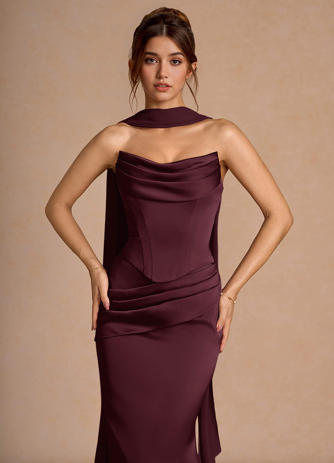 Sorrel Wine Corset Two-Piece Sets  Dress