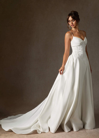 Diamond White A-Line Double Faced Satin Dress