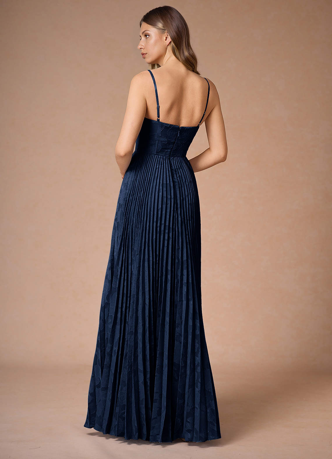 Akiko Navy Pleated Maxi Dress