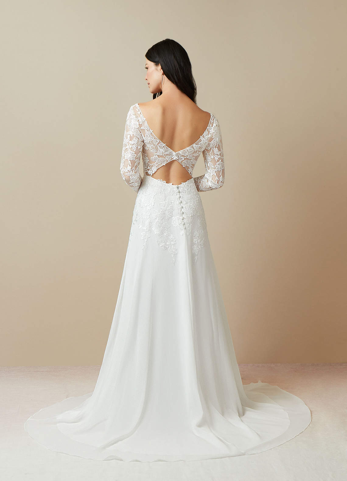 Diamond White A-Line Sequins Chiffon Dress