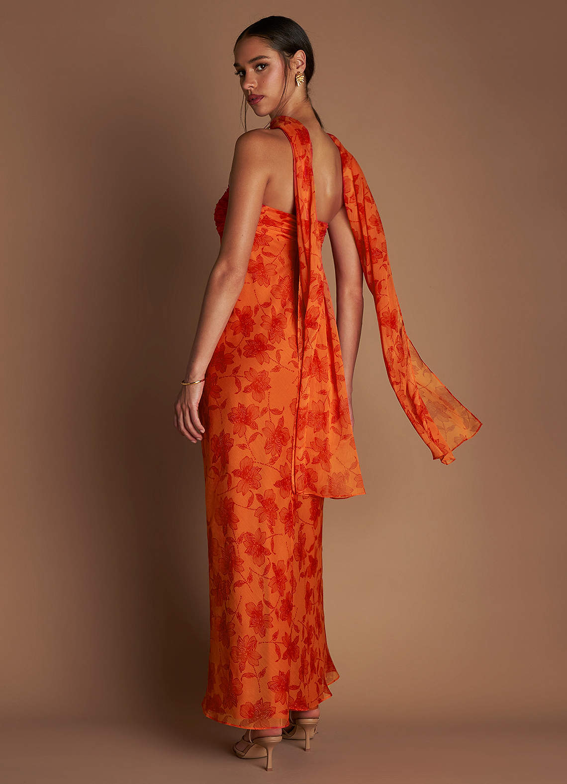 Aisha Tangerine Maxi Dress