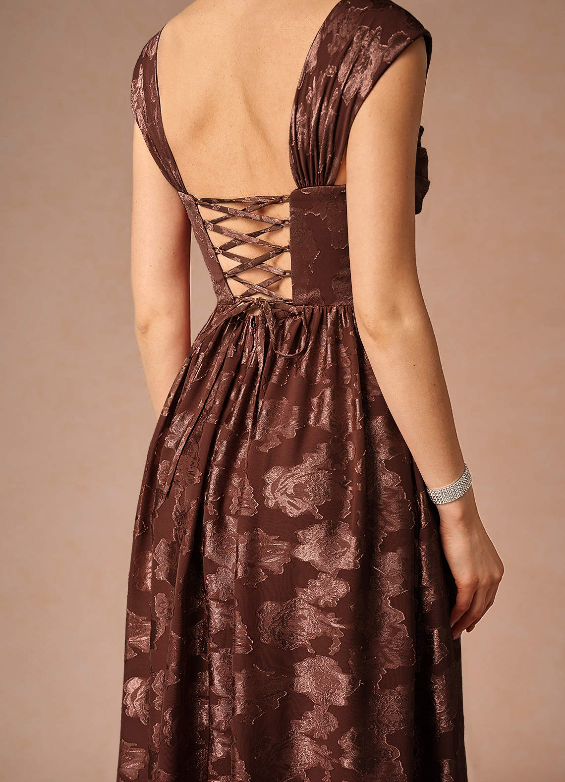 Hazel Mocha Coco Pleated Maxi Dress  Dress