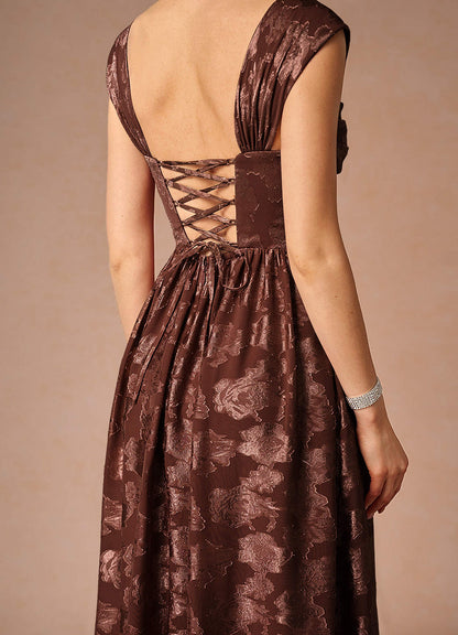 Hazel Mocha Coco Pleated Maxi Dress  Dress