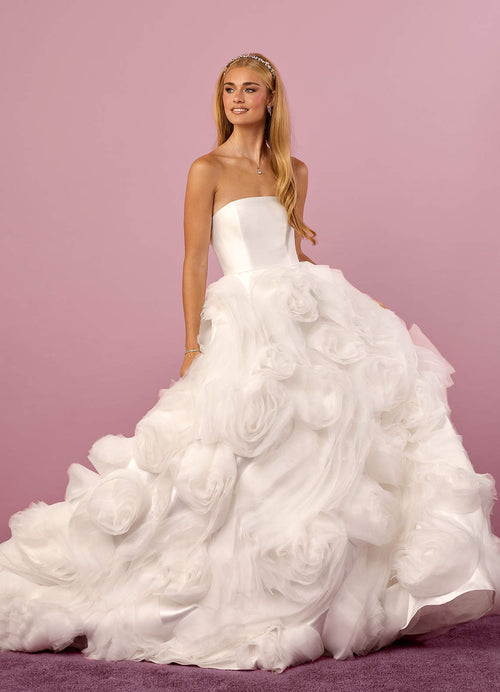 Diamond White Ball-Gown Strapless Organza Dress Diamond White